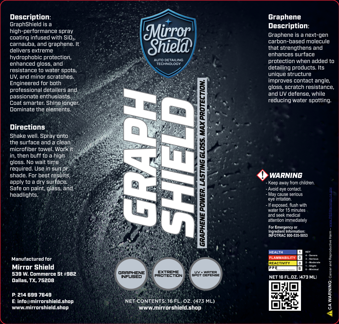 GraphShield - Premium Ceramic + Graphene Spray Coating (16oz)